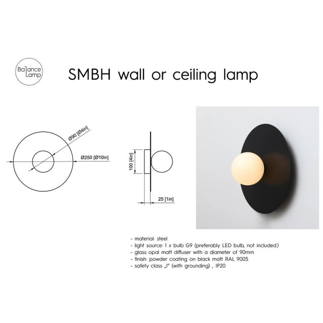 Metal SMBH Minimal Geometric Sconce or Ceiling Lamp by Wojtek Olech for Balance Lamp For Sale - Image 7 of 8