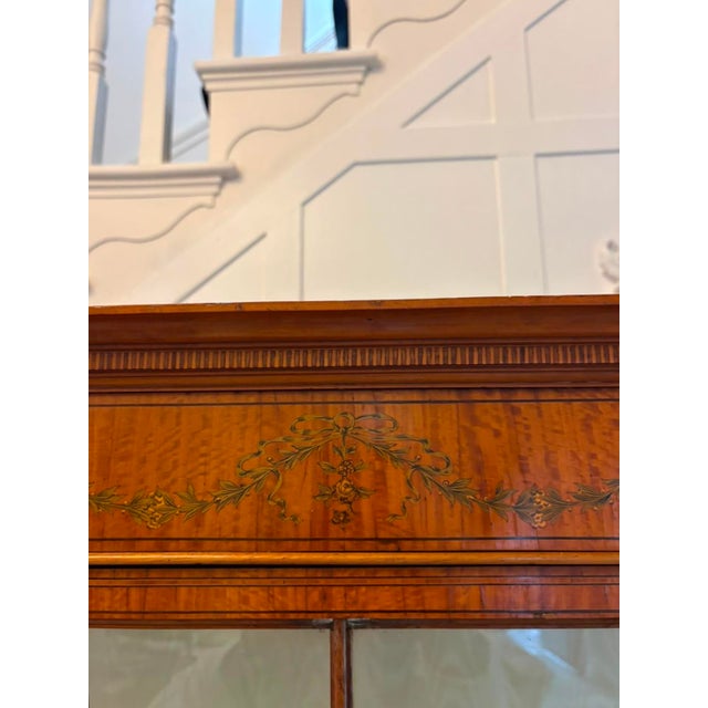 Antique Victorian Satinwood Inlaid Bow Front Display Cabinet, 1890 For Sale - Image 12 of 18