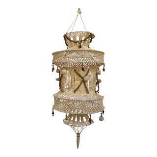 Late 20th Century Hand Made Crochet Hanging Lamp Shade For Sale