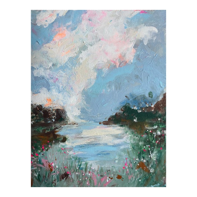 Calm at First Light – Original Abstract Landscape on Canvas by Heather Dawn Batchelor For Sale