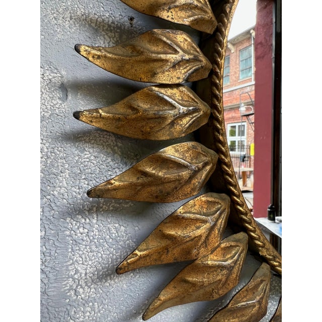 Metal Spanish Gilt Metal Round Sunburst Mirror For Sale - Image 7 of 9