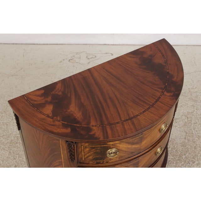 Brown Councill Craftsman Inlaid Mahogany Demilune Chest For Sale - Image 8 of 15