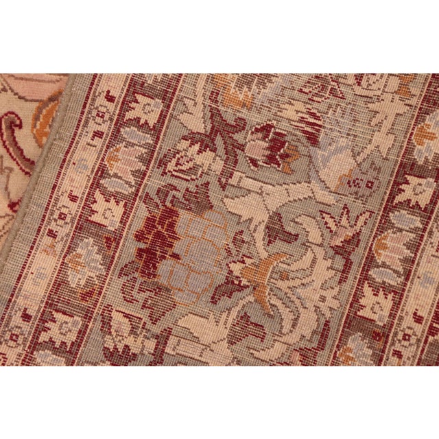Textile Shabby Chic Floral 1990's Pak-Persian Taupe/Red Wool Rug - 6'1'' X 9'4'' For Sale - Image 7 of 9