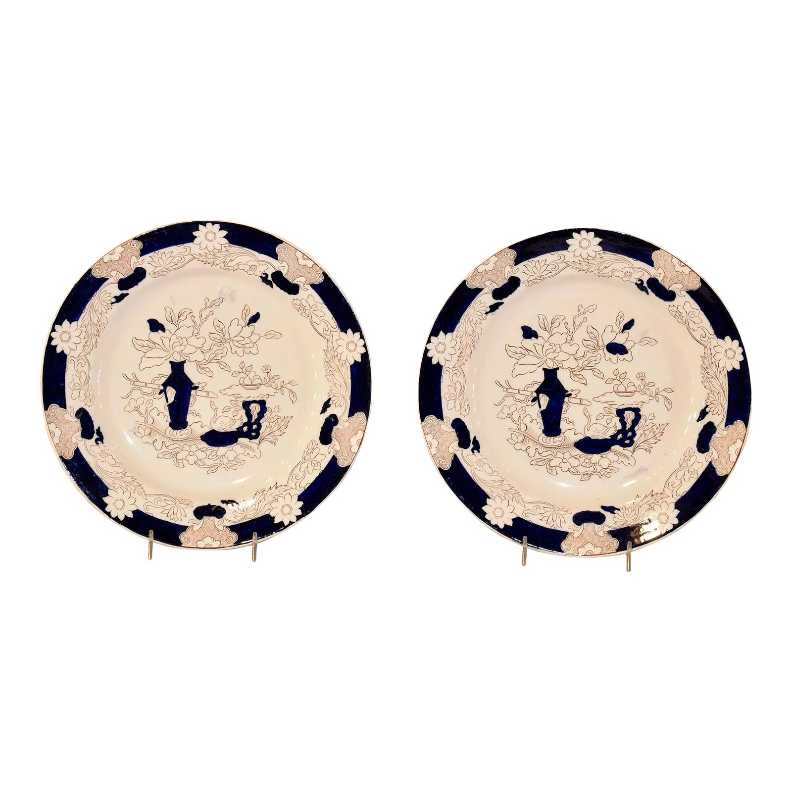 Pair of 19th Century Ashworth Flow Blue Plates Chairish