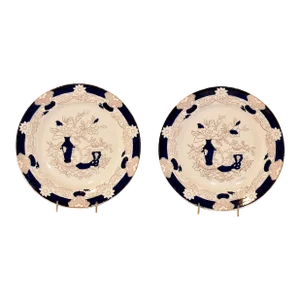 Pair of 19th Century Ashworth Flow Blue Plates