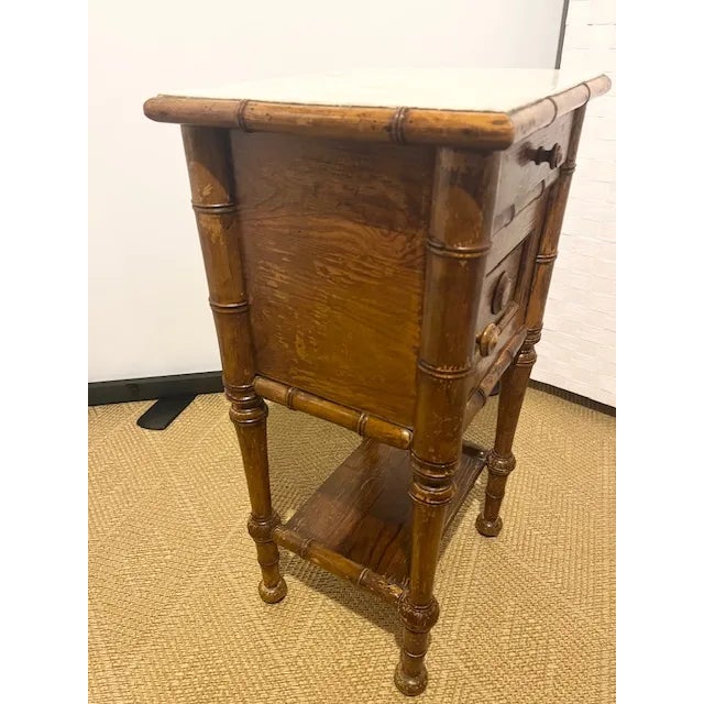 Late 19th C French Aesthetic Faux Bamboo Carved Pine Side Table For Sale - Image 4 of 12
