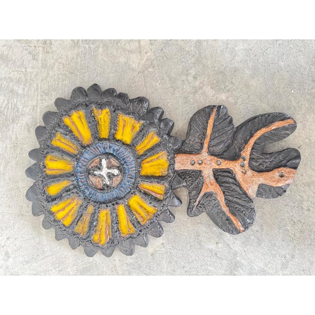 Ceramic Flower Wall Sculpture by Elisabeth Vandeweghe for Perignem, 1960s For Sale - Image 9 of 12
