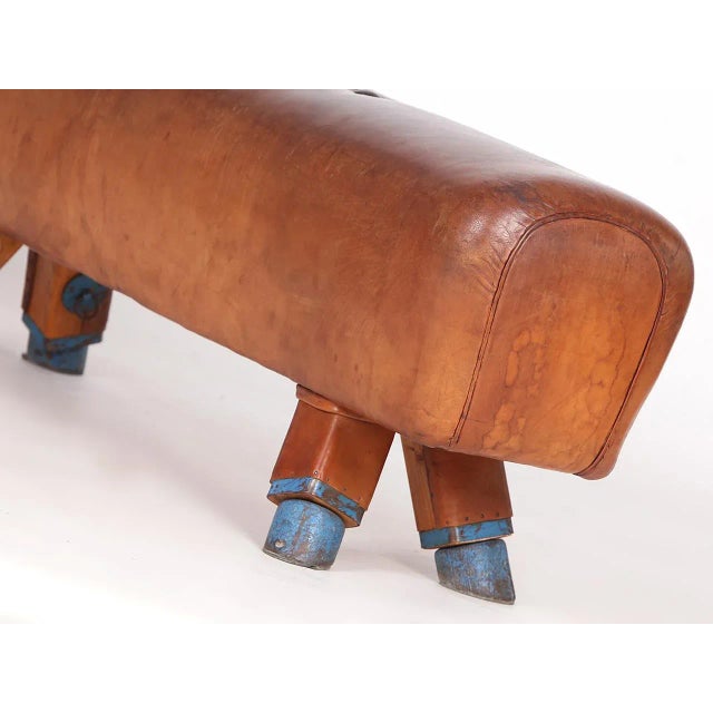 1940s Pommel Horse Leather Bench, 1930s For Sale - Image 5 of 9