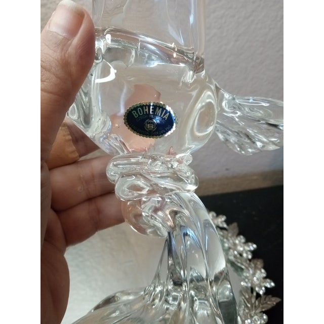 Mid-Century Modern 1980s Gorgeous Bohemia Czech Clear Crystal Bird in Flight Sculpture For Sale - Image 3 of 6