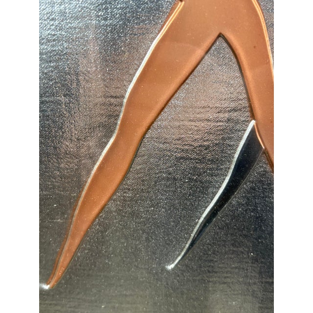 Signed Mid-Century Modern Metal Wall Sculpture Abstract Dancers, Copper & Black, C. 1960s For Sale In Atlanta - Image 6 of 6