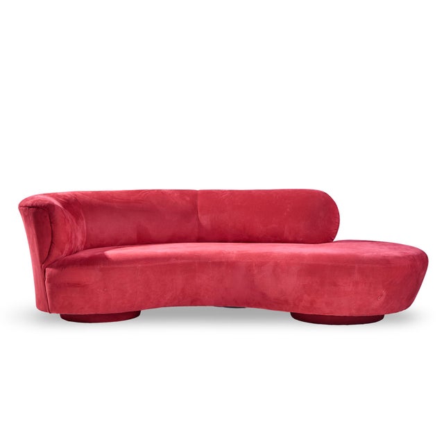 Vladimir Kagan for Directional Mid Century Cloud Suede Sculpted Sofa This sofa measures: 96 wide x 40 deep x 30.25 inches...