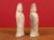 Asian Mid 20th Century Chinese Qing Dynasty Small Hand Painted Terracotta Statues - a Pair For Sale - Image 3 of 13