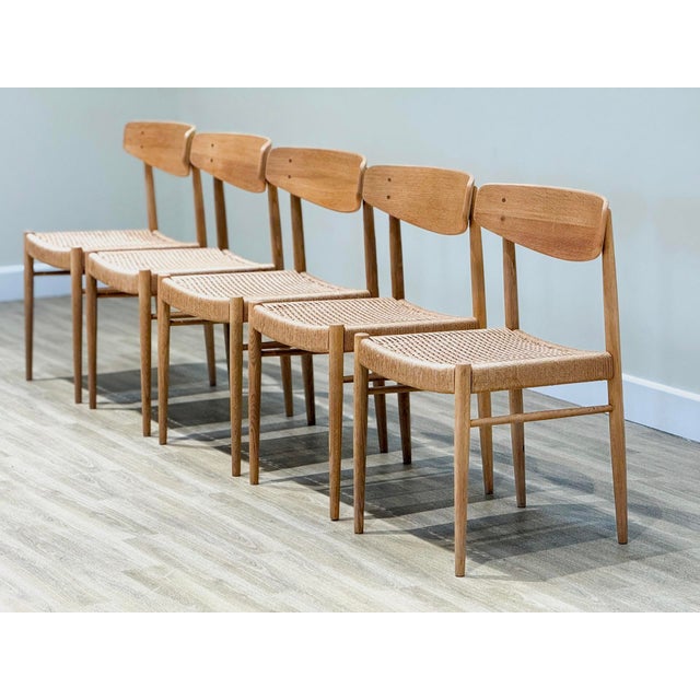 Model 501 Dining Chairs in Oak and Papercord from A.M. Møbler, 1960s, Set of 8 For Sale - Image 11 of 13