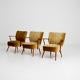 Tan Set Of Three Mid Century Modern Upholstered Armchairs For Sale - Image 8 of 12