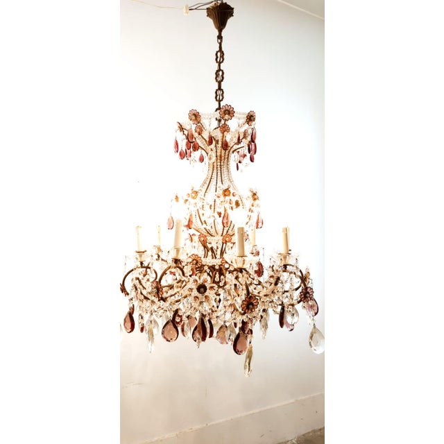 Blue Crystal and Amethyst Chandelier For Sale - Image 8 of 18
