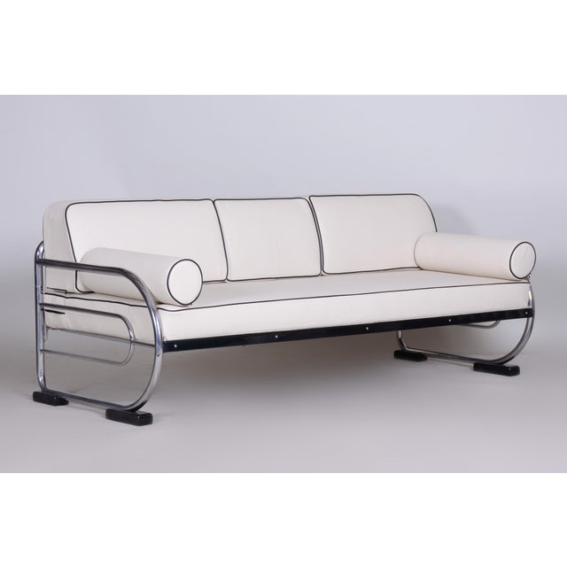 1930s Bauhaus Sofa in Chrome, Steel, Leather by R. Slezák for Slezak Factories, Czech, 1930s For Sale - Image 5 of 11