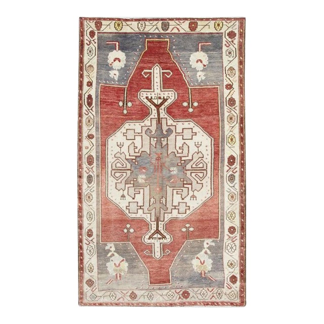 Oriental Hand Knotted Rug Turkish Vintage Oushak 5'5" x 9'8" For Sale