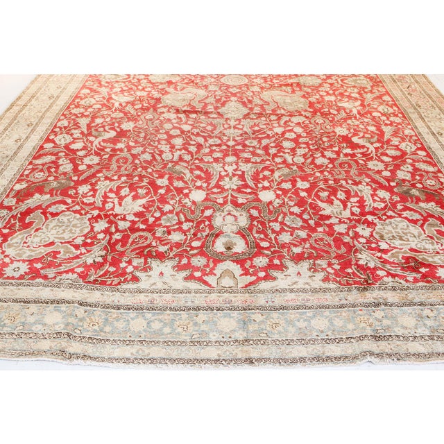 Late 19th Century 19th Century Persian Tabriz Red Hand Knotted Wool Carpet For Sale - Image 5 of 8