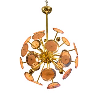 Sputnik Pink Lamp Murano Glass Disc, 1960s For Sale