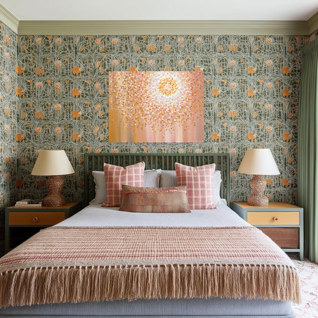 Orange Sun - Abstract Warm Tone Textured Impasto Illuminous Oil Painting on Canvas Original Artwork by Ekaterina Ermilkina For Sale - Image 8 of 9