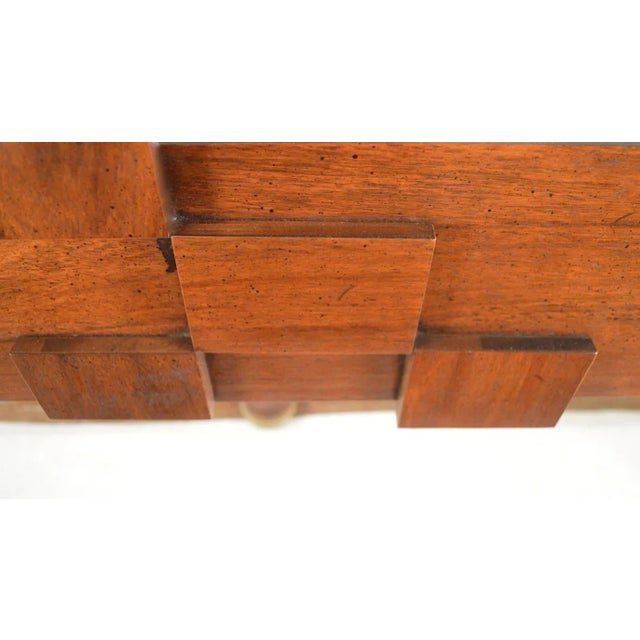 Lane Furniture Large Lane Mosaic Pattern Brutalist Mirror For Sale - Image 4 of 7