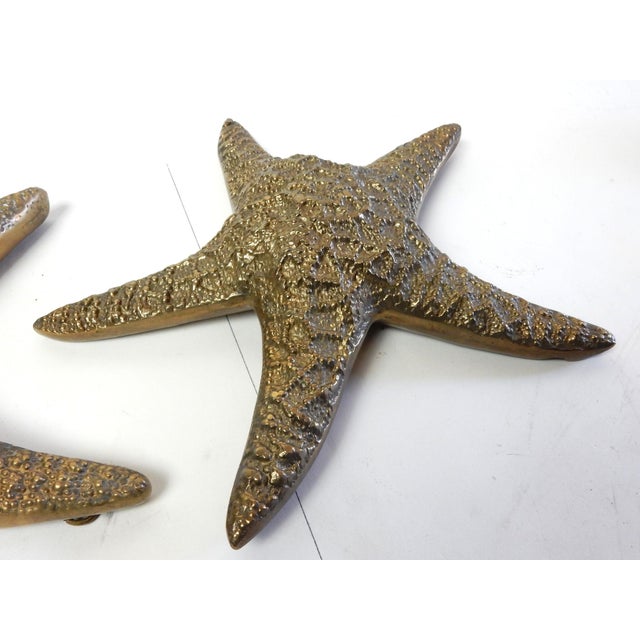 Contemporary Vintage Brass Starfish Sculpture Set Natural Specimen Art, Korea 1960's For Sale - Image 3 of 7