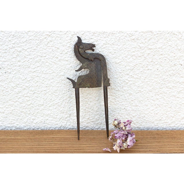 Antique Verdigris Metal Cutter For Sale In Los Angeles - Image 6 of 6