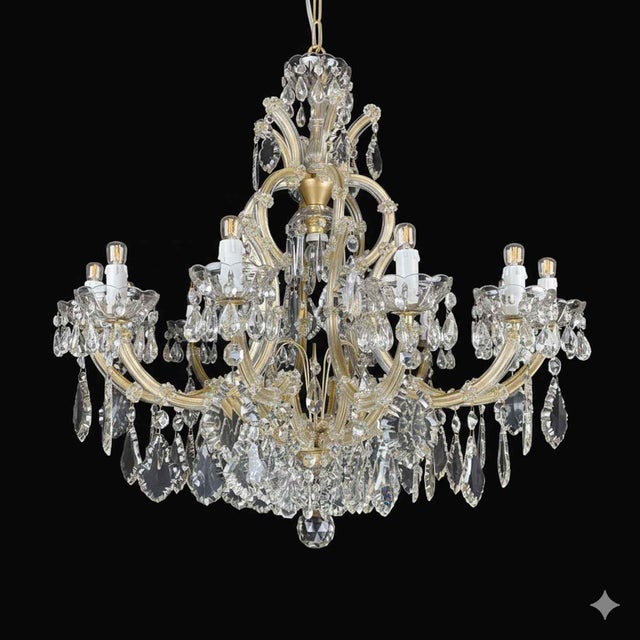 Gold Antique Italian Maria Theresa Style Crystal Chandelier, 1950s For Sale - Image 8 of 15