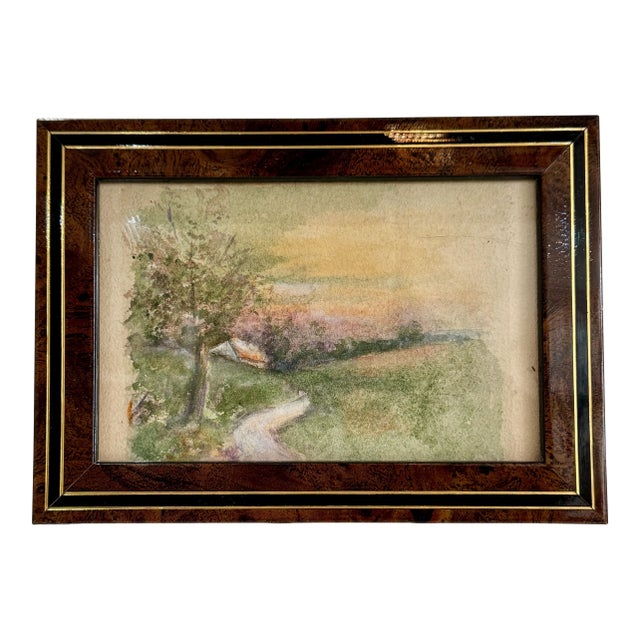 Framed w.c.. Vincent Watercolor Painting of a Country Scene For Sale