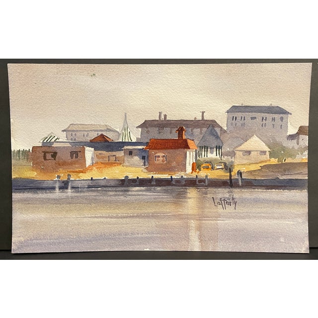 Coastal Coastal Watercolor Painting by Lafferty For Sale - Image 3 of 4