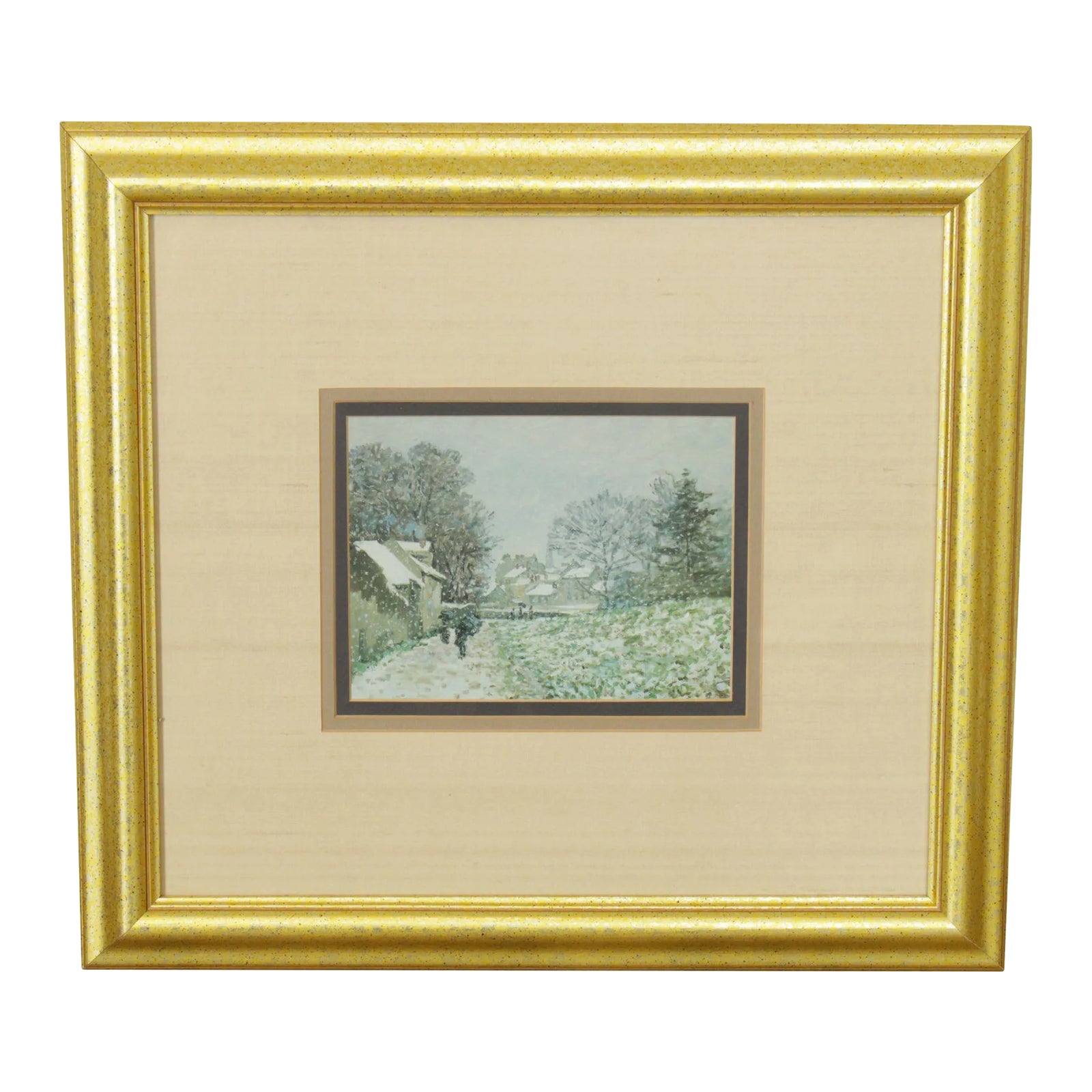 Custom Framed Impressionist Art Print Winter Scene | Chairish