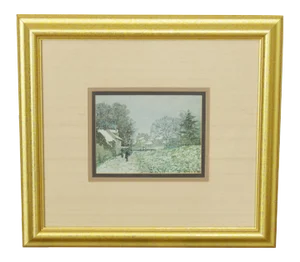 Custom Framed Impressionist Art Print Winter Scene