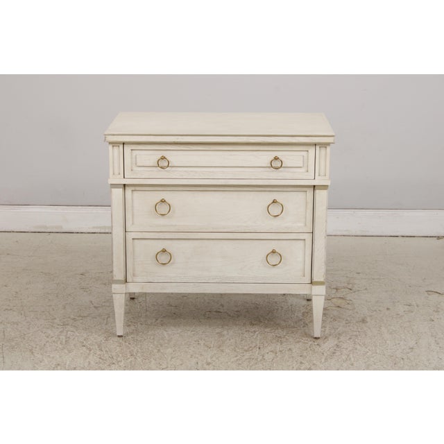 French Pair of Century 3 Drawer Whitewashed Dressers Chests For Sale - Image 3 of 15