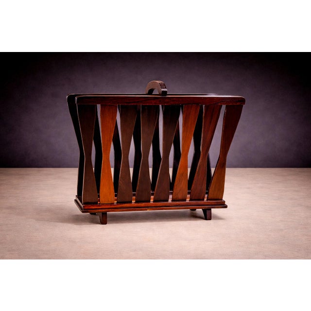 Wood Brazilian Modern Magazine Rack in Rosewood, Unknown, 1960s For Sale - Image 7 of 11