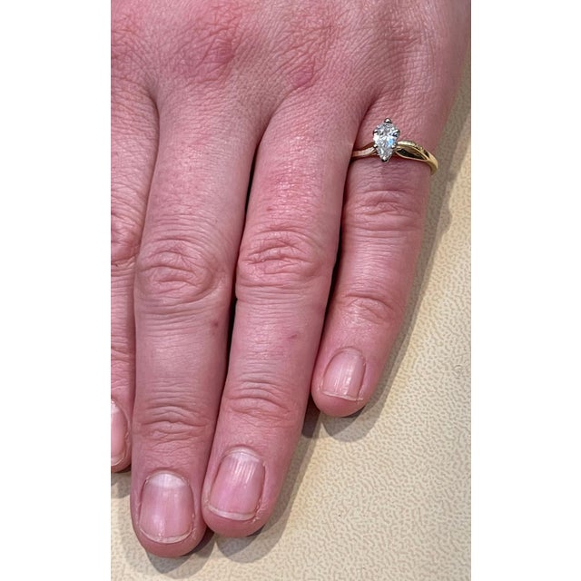 0.72 Carat Diamond Solitaire Pear Shape VS/E Engagement Ring 14 Kt Yellow Gold For Sale In New York - Image 6 of 18