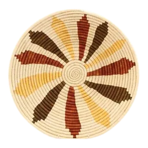 African Rwanda Woven Sweet Grass and Sisal Wall Hanging Basket