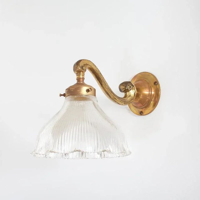 Antique Glass Wall Light from Holophane, 1950s For Sale - Image 6 of 7