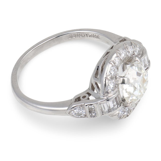 1950s Mid Century Gia 1.25 Carat Old European Cut Diamond Platinum Engagement Ring, Size 6.25 For Sale - Image 4 of 8