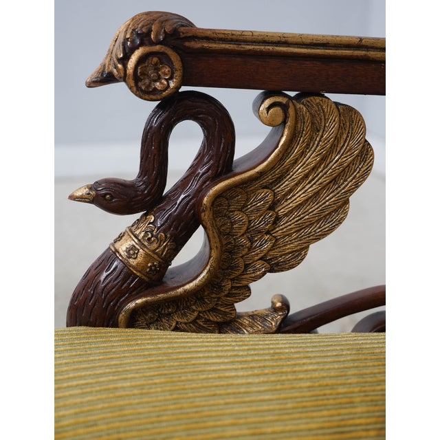 Brown Egyptian Style Gilt Carved Hall Chair W. Swans For Sale - Image 8 of 18