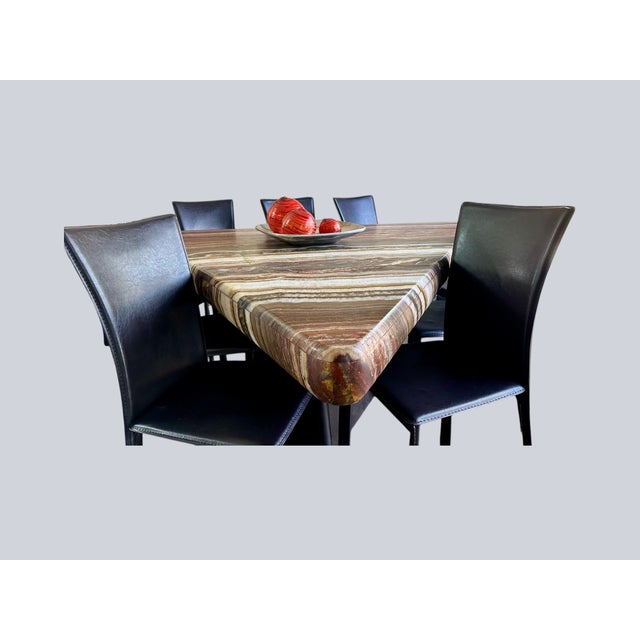Sculptural Onyx Dining Table – Triangular Waterfall Edge Statement Piece, Seats 9 For Sale - Image 9 of 10