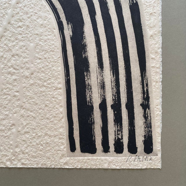 Raoul Lazar Vintage 1974 French Mid Century Modernist " Arc Jaune " Limited Edition Framed Signed Fine Art Embossed Aquatint Etching Print For Sale - Image 16 of 18