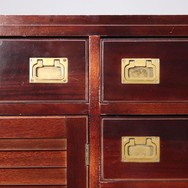 Antique Mahogany Veneer and Brass Cupboard, Italy, 20th Century For Sale - Image 4 of 11