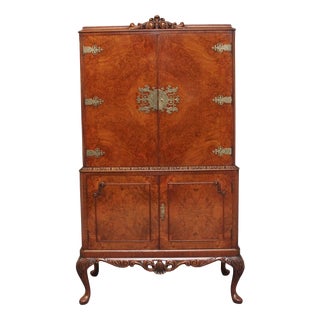 Burr Walnut Drinks Cabinet, 1930s For Sale