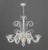 Modern Murano Modern Glass Eight-Branch Chandelier, clear glass around chrome frame, eight scrolling arms surmounted by...