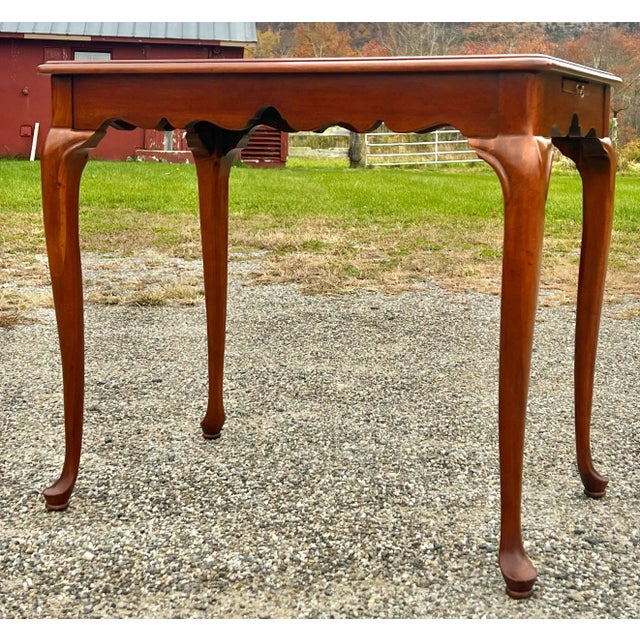 1960s Vintage Cherry Queen Anne Style Tea Table For Sale - Image 5 of 8