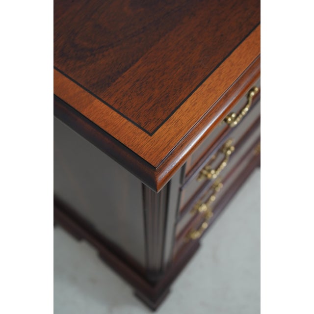 Wood Pair of Stickley Mahogany Inlaid 4 Drawer Nightstands For Sale - Image 7 of 18