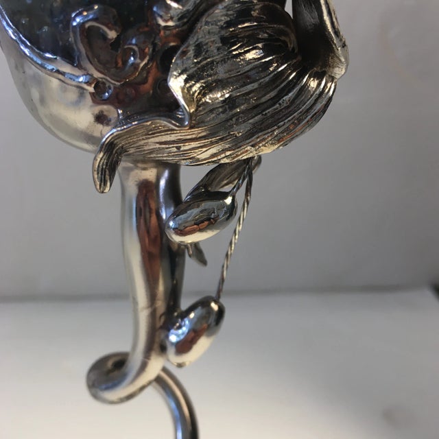Traditional Finely Blown Glass and Silver Metal Goblet For Sale - Image 3 of 11