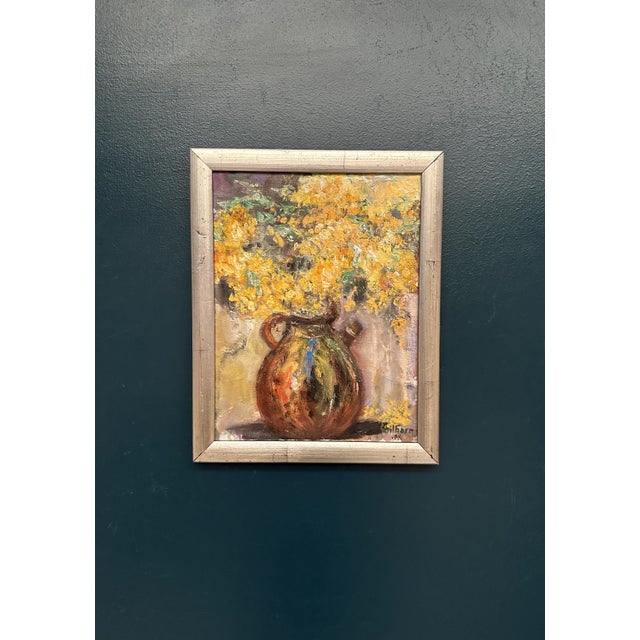 Original Swedish Oil on Canvas – “Vessel with Mimosa” by Monica Gilhorn – Signed – Late 19th Century – Vintage & Framed –...