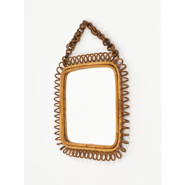 Wood Mid-Century Modern Squared Wall Mirror in Rattan and Bamboo by Franco Albini, 1960s For Sale - Image 7 of 10