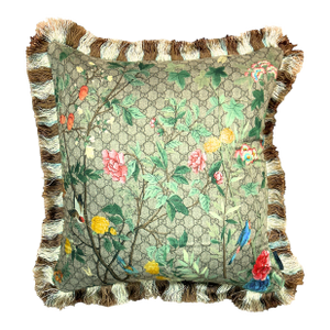 Gucci Gg Chinoiserie Tree of Life Vintage Silk Scarf Pillow 22"